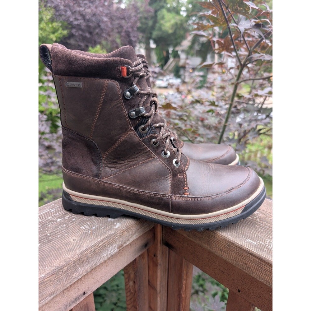 Clarks Ripway Peak GTX Waterproof Boots 10 Brown Leather Insulated Hiking Winter